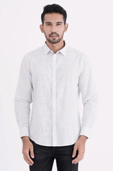 Mens Casual Shirt (White Stripe)