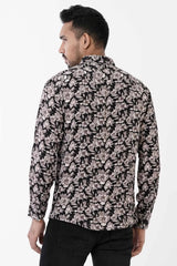 Mens Casual Shirt (Black Floral)