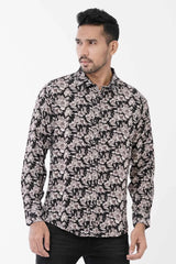 Mens Casual Shirt (Black Floral)