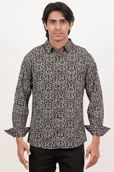 Men's Casual Shirt (Black Printed)