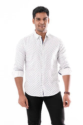 Mens Casual Shirt (White Printed)