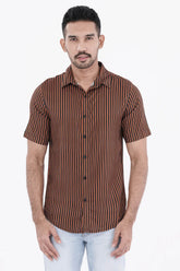 Men Short Sleeve Shirt (Black Stripe)