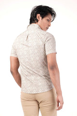 Men's Short Sleeve Shirt (Taupe Printed)