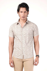Men's Short Sleeve Shirt (Taupe Printed)