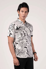 Men's Short Sleeve Shirt (Black Printed)