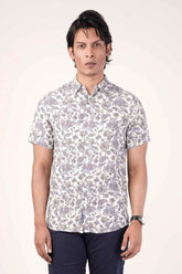 Men's Short Sleeve Shirt (White Printed)