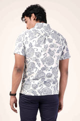 Men's Short Sleeve Shirt (White Printed)