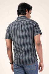 Men's Short Sleeve Shirt (Navy Stripe)