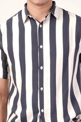 Men's Short Sleeve Shirt (Navy Stripe)
