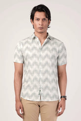 Men's Short Sleeve Shirt (Green Print)