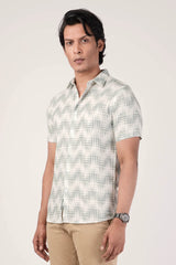 Men's Short Sleeve Shirt (Green Print)