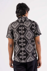 Men's Short Sleeve Shirt (Black Printed)