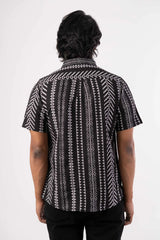 Men's Short Sleeve Shirt (Black Printed)