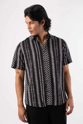 Men's Short Sleeve Shirt (Black Printed)