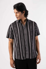 Men's Short Sleeve Shirt (Black Printed)