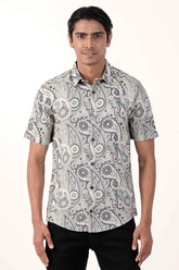 Men Short Sleeve Shirt (Teal Printed)