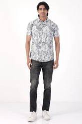 Men Short Sleeve Shirt (Grey Printed)