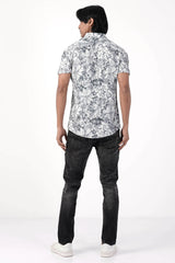 Men Short Sleeve Shirt (Grey Printed)