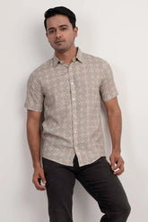 Men Short Sleeve Shirt (Grey Printed)