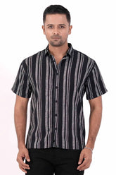 Men's Short Sleeve Shirt (Black Stripe)