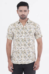 Men Short Sleeve Shirt (Mustard Printed)