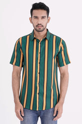 Men Short Sleeve Shirt (Amber Stripe)