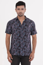 Men Short Sleeve Shirt (Black Printed)
