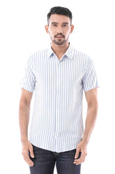 Men Short Sleeve Shirt (White Stripe)