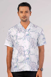 Men's Short Sleeve Shirt (White Printed)
