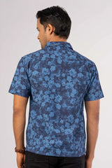 Men's Short Sleeve Shirt (Navy Printed)