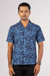 Men's Short Sleeve Shirt (Navy Printed)