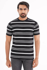 Men Sweater T-shirt (Black Stripe)