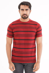 Men Sweater T-shirt (Maroon Stripe)