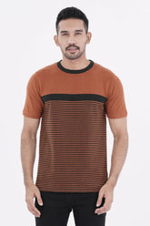 Men Sweater T-shirt (Brown Stripe)