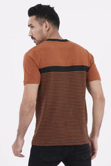Men Sweater T-shirt (Brown Stripe)