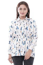 Women's Shirt (White Printed)