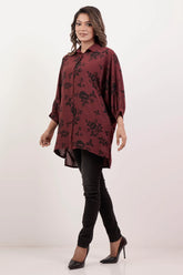 Women's Shirt (Maroon Printed)