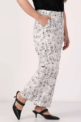 Women's Trouser (White Printed)
