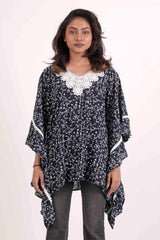 Women's Kaftan (Navy Printed)