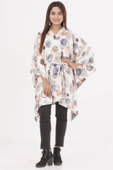 Women's Kaftan (White Printed)