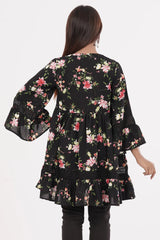 Women's Casual Tops (Black Printed)