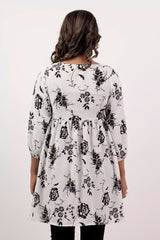 Women's Casual Tops (White Printed)