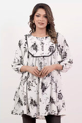 Women's Casual Tops (White Printed)