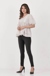 Women's Casual Tops (White Printed)