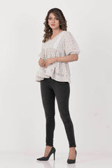 Women's Casual Tops (White Printed)