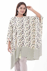 Women's Kaftan (White Printed)