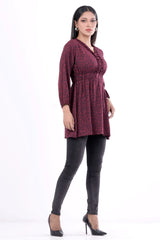 Women's Casual Tops (Maroon Printed)
