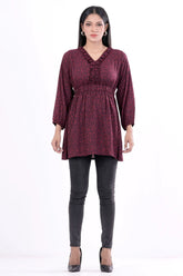 Women's Casual Tops (Maroon Printed)