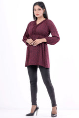 Women's Casual Tops (Maroon Printed)