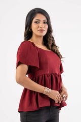 Women's Casual Tops (Maroon)